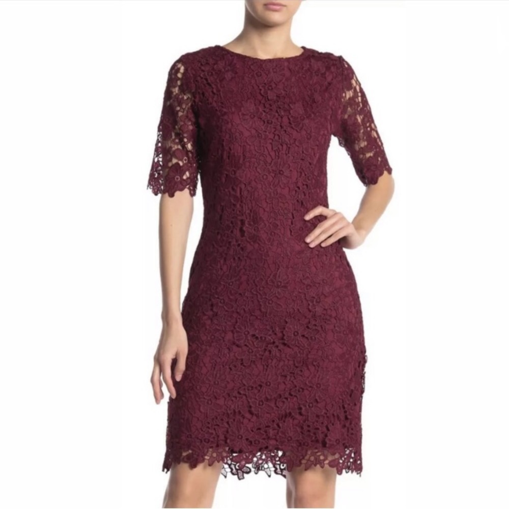 Nina Leonard | Floral Lace Sheath Dress